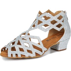 Women's Ballroom Rhinestone Dance Shoes, Latin Salsa Bachata Practice Performance Dancer Shoes