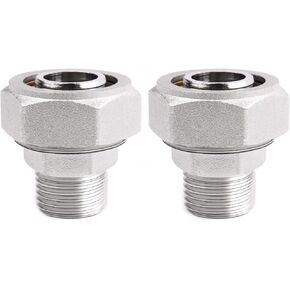 Straight Air Piping Fittings,3/4"Piping x 3/4"Male NPT Threads Adapter Fittings,Nickel Plated Brass For Garage Shop Compressed Air Line Piping System 2 Pack
