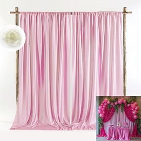 10ftx10ft Satin Wedding Backdrop Drapes 2 Panels 5ftx10ft Half Transparent Curtains for Party Ceremony Anniversary Wedding Reception Photo Background Home Decoration Supplies White TAYBSDJ042