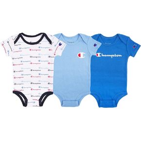 Champion 3-Pack Short Sleeve Baby Bodysuit, Gender Neutral Baby Clothes Infant Clothing, Multiple Colors/6-12M