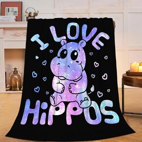 Cute Hippo Blanket Funny Nursery Hippo Fleece Throw Blanket Fuzzy Plush Super Soft Cozy Warm Toddler Hippo Decor Bedding Stuffed Animal Blanket Gifts for Boys Girls Kids Adult Men Women 40"X50"