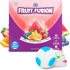 Tub Works® Fruit Fusion™ Shower Steamers for Kids, Variety 12 Pack | Fresh & Fruity Shower Steamers Aromatherapy | Fun Shower Bombs | Alternative to Kids Bath Bombs for a Sensory Shower Experience