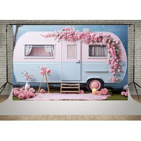 Kate 7x5ft Valentine's Day Photography Backdrops Spring Pink Rose Car Decoration Wedding Photo Backgrounds