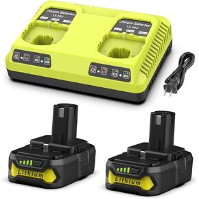 Powilling 2Pack P102 3.5Ah Replacement for Ryobi 18V Battery and P117 Charger Combo, Dual Charger Compatible with Ryobi 18 Volt Battery P103 P104 P105 P107 P109 P190 P191 P122 Cordless Tool
