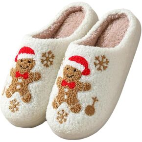 Christmas Slippers For Women Men Fuzzy Cushioned Comfort Slip-On House Shoes Memory Foam Slippers Indoor Outdoor Slippers