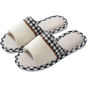 Womens Slippers House Slippers Soft Linen House Shoes Slippers Breathable Home Shoes Memory Foam Slippers Open Toe Bedroom Slippers Washable Slippers for Men indoor in Saudi Arabia