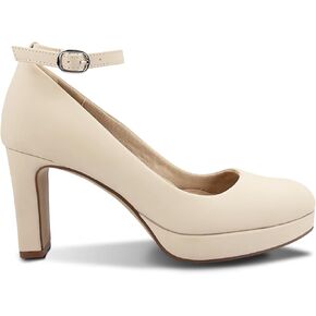 Close Toe Classic High Heels Platform High Heels Round Toe Comfortable Low Platform Mary Jane Dress Pumps Shoes Ankle Strap Shoes for Casual Work Wedding Nude Nubuck