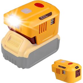 for DeWalt Power Inverter, Convert 20V to 110V 150W Battery Adapter with AC Output Port, LED Light, 2 USB Ports for Tablet Mobile Phone Charger Adapter