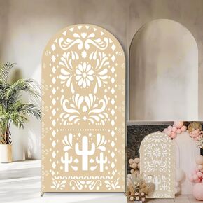 Sensfun Cielito Lindo Arch Backdrop Cover Wedding Photo Background Decor,2-Sided Round Top Chiara Backdrop Arch Covers for Mexican Talavera Wedding Bday Baby Bridal Shower Party Decorations 3.3x6.5ft
