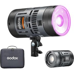 Godox RS60R RGB LED Video Light,Mini Size 60W Power,CCT/HSI/RGBW/FX Mode,with Detachable Battery,Support E27 Socket/USB/NPF/V-Mount Battery Power for Photographers,Filmmakers,Studios