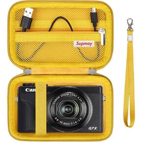Hard Travel Case for Canon Powershot G7 X Mark II/ G7 X Mark III Digital Camera, Protective Storage Bag with Zipper Mesh Pocket for Battery Pack, Charging Cable and Other Accessories, Black