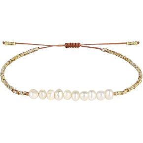 KELITCH Women Pearls Bracelets Handmade Friendship Charm Bracelet Boho Thin Strand Bracelets