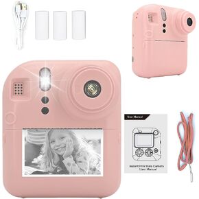 Instant Print Camera for Kids, Christmas Birthday Gifts for Kids Ages 3-12, 16X Zoom,1080P Vedio Selfie Digital Camera,Toddler Portable Toy for Girls and Boys with 32GB TF Card (Blue)