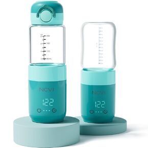 NCVI Portable Bottle Warmer for Baby Travel on The Go, Car USB Breastmilk Warmer Battery Powered, Airplane Cordless Fast Bottle Water Warmer for Formula Bottles of Narrow&Wide Mouth, Dual-use Design