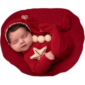 Vemonllas Christmas Newborn Photography Props Red Outfits Infant Baby Boys Girls Photoshoot Photo Prop Xmas Santa Claus Hat