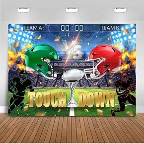 Mocsicka Football Game Backdrop American Football Touch Down Field Sports Rugby Player Photography Background for Boys Kids Sports Football Themed Birthday Party Supplies Banner Props Photo (7x5ft)