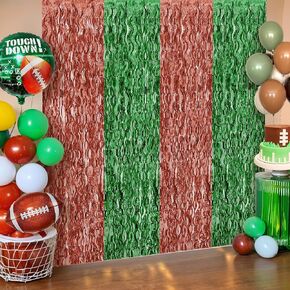 KatchOn, XtraLarge Wave Green and Brown Fringe Backdrop - 3.5x6.5 Feet Football Backdrop | Football Streamers, Football Party Decorations | Football Party Backdrop, Football Birthday Party Decorations