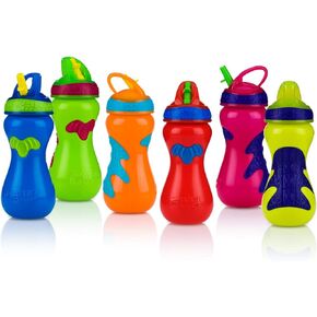 Nuby Flip-It Top Gator Grip Plastic Sipper, 15 Ounce, Colors May Vary