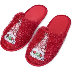 SOULROSE Christmas Slippers Bling Bling Shoes for Women Soft Memory Foam House Slippers Winter Shoes Indoor and Outdoor Christmas Gift