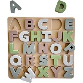 Ali+Oli Baby Soft Silicone Alphabet Puzzle Toys for Toddlers (27 Piece Set) Toddler or Baby Girl & Boy Neutral Baby Toys - Montessori Learning Puzzle Silicone Letter Shape Sorter Toy