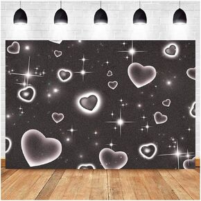 Black Heart Early 2000s Photography Backdrops Baby Shower Children Portrait Photo Decor 90s Stars Old School Photo Glamour Shots Birthday Party Photo Background Studio 7x5ft Vinyl Props