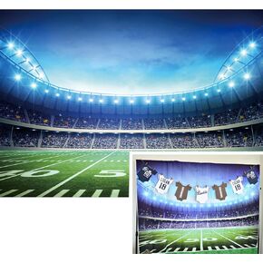 BINQOO 7x5ft Football Sport Backdrop American Football Field Photo Background Man Sports Competition Stadium Birthday Party Banner Newborn Boys Supplies Props Baby Shower