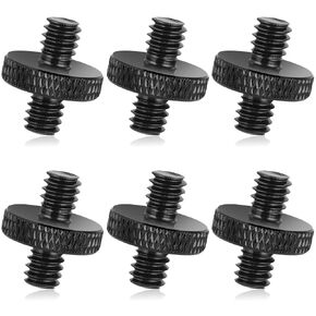 1/4" Male to 1/4" Male Tripod Screw, 4 PCS Threaded Standard Camera Cage Mount Threaded Light Stand Screw, Double Head Converter Precision Made Stud Mounting Accessories for Shoulder Rig Tripod Black