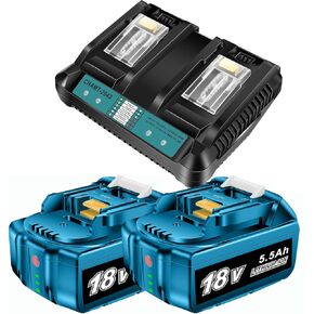 2 Pack 5.5Ah Replacement 18V Batteries with Dual Charger – Power Up You Makita 18V Tools Efficiently