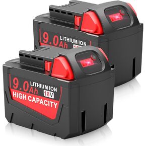 9.0Ah 18V Battery Replacement for Milwaukee M18 Battery Compatible with Milwaukee M18 48-11-1850 48-11-1860 48-11-1845 48-11-1828 Battery Cordless Power Tools Lithium Battery (2Packs)