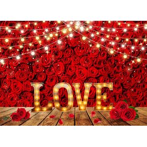 LYCGS 8X6ft Valentine's Day Backdrop Valentine's Day Photography Background Rose Love Theme Backdrop Anniversary Party Backdrop Wedding Bridal Shower Party Decorations Banner Studio Props X-95