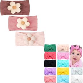 CÉLLOT Handmade Baby Headbands Soft Stretchy Nylon Hair Bands for Baby Girls Infants Newborns Toddlers