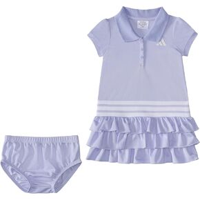 adidas Baby Girls' Short Sleeve Ruffle Polo Dress 2-Piece Set