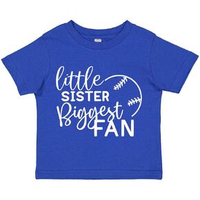 Tees & Tails Little Sister Biggest Fan Baseball Baby Tee Shirt (Infant and Toddler Sizes)