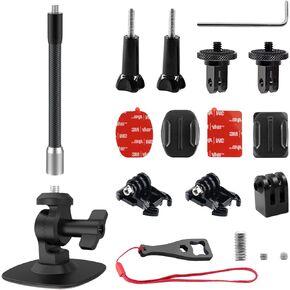 Flexible Adhesive Mount Helmet Base Kit with Extension Rod for Insta 360 One X4 X3 X2 X RS, Helmet Sticky Mounts Compatible with Go Pro 13/12/11/10/ Max/9/8/7/6 Session, DJI Osmo Action Cameras