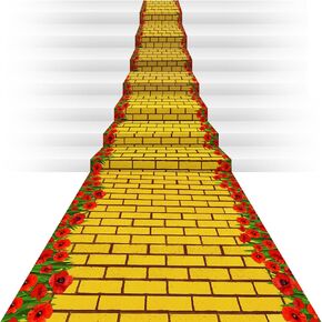 Brick Road Backdrop Brick Flower Field Runner Photography Background Birthday Party Decorations Princess Floral Party Supplies for Bridal Shower (3.28 x 32.81 ft)