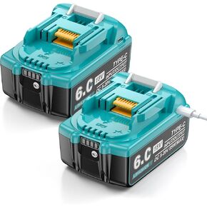 【Type-C Charging】 Replace for Makita 18V Lithium Battery, 2Pack 18V 6.0Ah Replacement Battery with Type-C Input/Output Compatible with Makita 18V Battery BL1850 BL1840 BL1830 BL1860