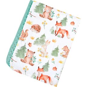 Premium Soft Plush Lightweight Minky Dot Toddler Baby Blanket for Newborn 30"x40" - Soft Baby Blanket for Boys and Girls - (Forest Friends) Unisex
