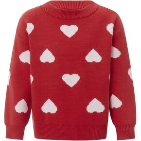 MAYUMMPY Matching Family Valentine Sweaters Heart Print Pullovers Knitted Sweater Tops for Mommy and me Matching