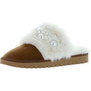 INC Womens Ilene Pearl Faux Fur Slide Slippers
