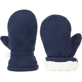 Toddler Mittens Sherpa Lined Fleece Gloves Winter Warm Easy-On Kids Winter Outdoor Mittens for Boys Girls