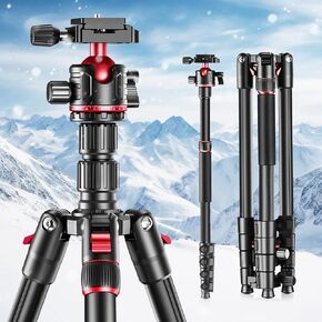 79 inch Camera Tripod Monopod for DSLR, Aluminum Travel Tripod with 360° Ball Head, QR Plate and Carry Bag, Compatible with Smartphone Canon Nikon Binoculars Laser Telescope (Weight 3Lbs, 13Lbs Load)