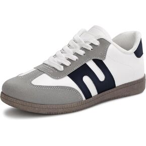 Padgene Womens Tennis Sneakers Walking Flat Low-Top Casual Lace-Up Comfortable Fashion Sneakers Women Classic Retro Gum Sole Shoes Skate Shoe Anti Slip Trainers Blue