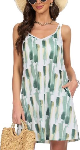 ANYFITTING Built in Bra Summer Dresses for Women 2025 Casual Short Dress with Pockets Mini Floral Sundresses in Kuwait