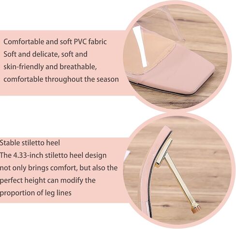 Women's Transparent Strap Stilettos Sexy Slides Sandals Fashion Clear Square Open Toe Comfortable Slingback Slip-On High Heels Prom Party Dress Mules Sandals in Saudi Arabia