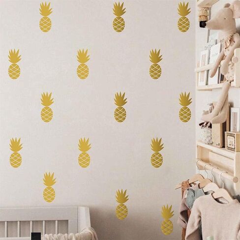 40pcs Pineapple Wall Stickers for Kids Room,Baby Nursery Wall Décor,Wallpaper Stick and Peel JW593 (Gold) in Kuwait