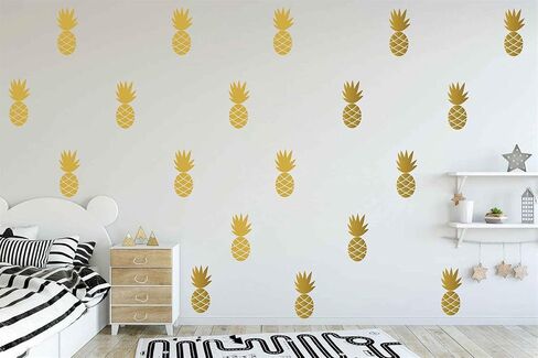 40pcs Pineapple Wall Stickers for Kids Room,Baby Nursery Wall Décor,Wallpaper Stick and Peel JW593 (Gold) in Kuwait