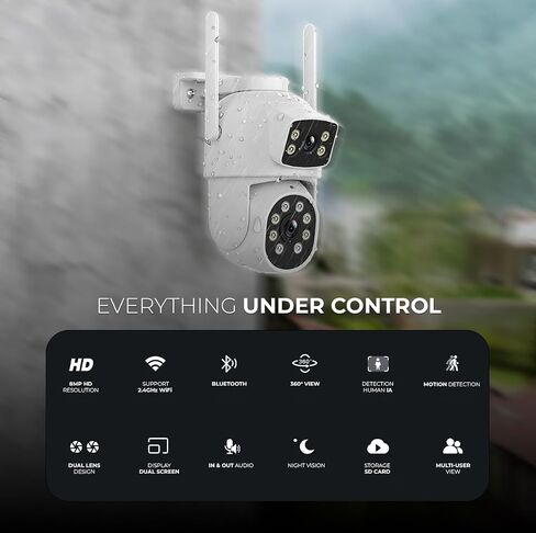 Security Camera Dual Lens 1080p FHD Outdoor WiFi Cameras for Home Security with AI Detection Human, Motion Detection, Color Night Vision, Siren, Waterproof IP66 in Saudi Arabia