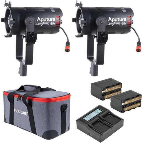 Aputure LS 60x 60W BI-COLOR ALPPOCTION LED LED ، 2 عبوة ، بطاريات 2x NP-F970 + مجموعة الشاحن الذكية المدمجة in Kuwait