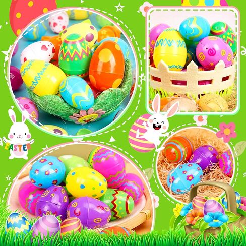 120Pcs Fillable Printed Easter Eggs Bulk, 2.3 inch, Empty Easter Eggs Fillable with Candy, Treats, Presents for Basket Suffers, Hunt Party Favor, Craft Project, Classroom Prizes for Boys Girls in Saudi Arabia