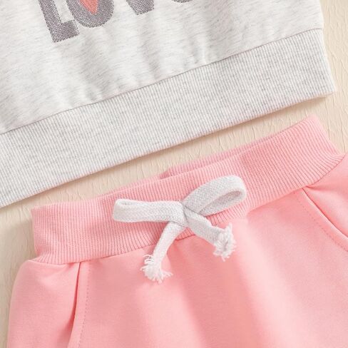 Baby Girl Valentines Outfit Bow Letter Embroidery Sweatshirt and Sweatpants Infant Sweatsuit Toddler Girl Fall Clothes in Kuwait
